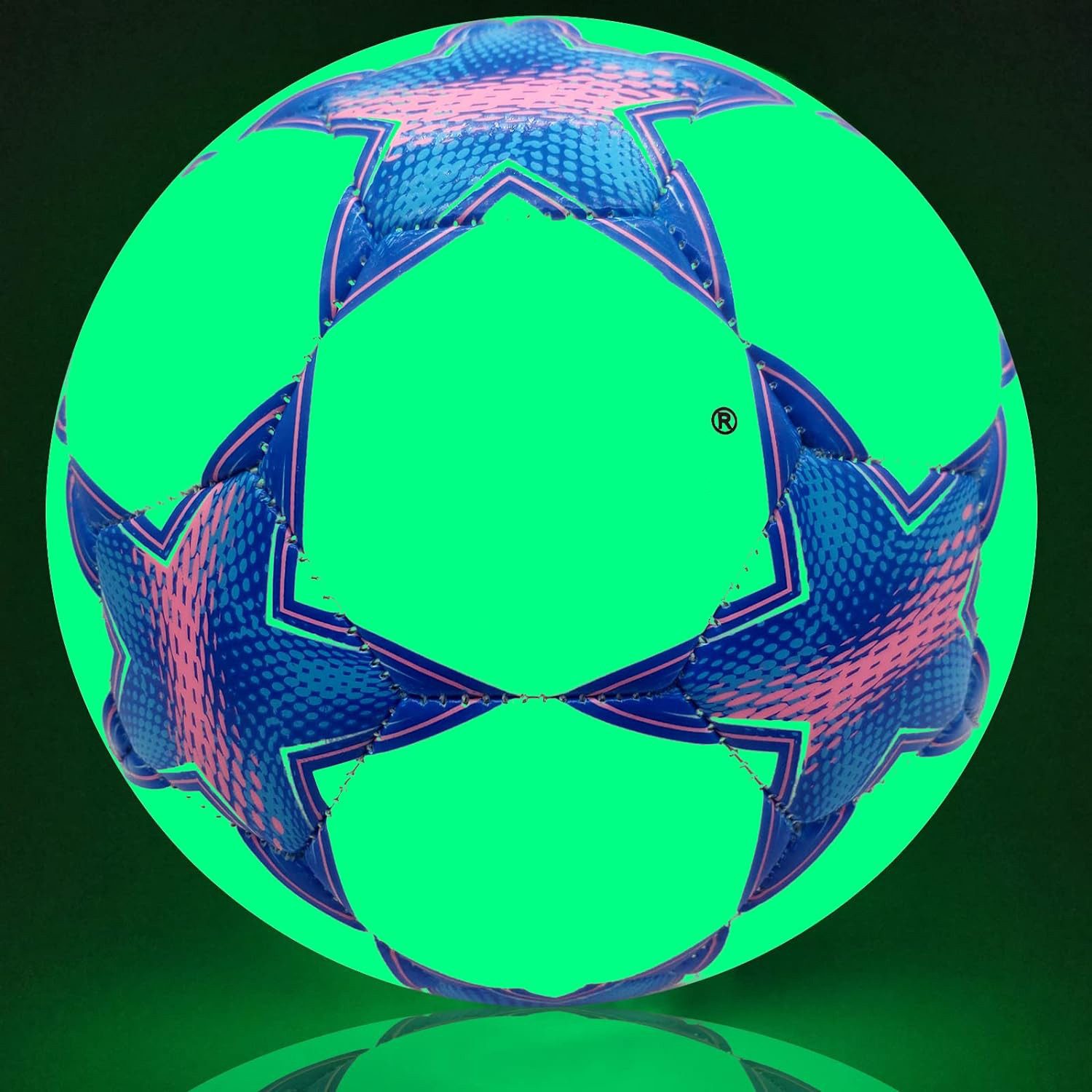 MOPUEA Fußball Fußball leuchtet im Dunkeln offizielle Größe 5 Wasserdicht Langlebig (Leuchtender Fußball Größe 5 Glow Ball für Nachtspiel Training, Glow in the Dark Fußball ohne Batterie für Nacht Training), Leuchtet ohne Batterie langlebig PU Material Na