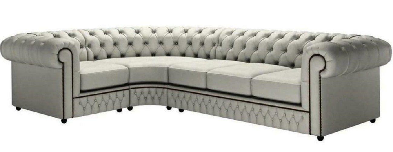 JVmoebel Ecksofa, Ecksofa Sofa Couch Polster Chesterfield Design Luxus Möbel mit Sessel Hellgrau