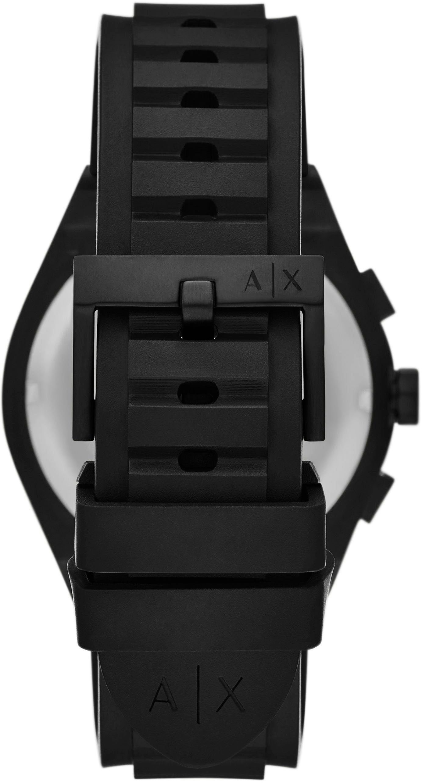 ARMANI EXCHANGE Chronograph SYNC AX7165SET, (Set, 2-tlg., mit Kofferanhänger), Quarzuhr, Armbanduhr, Herrenuhr, Silikonarmband, Geschenkidee, Tag