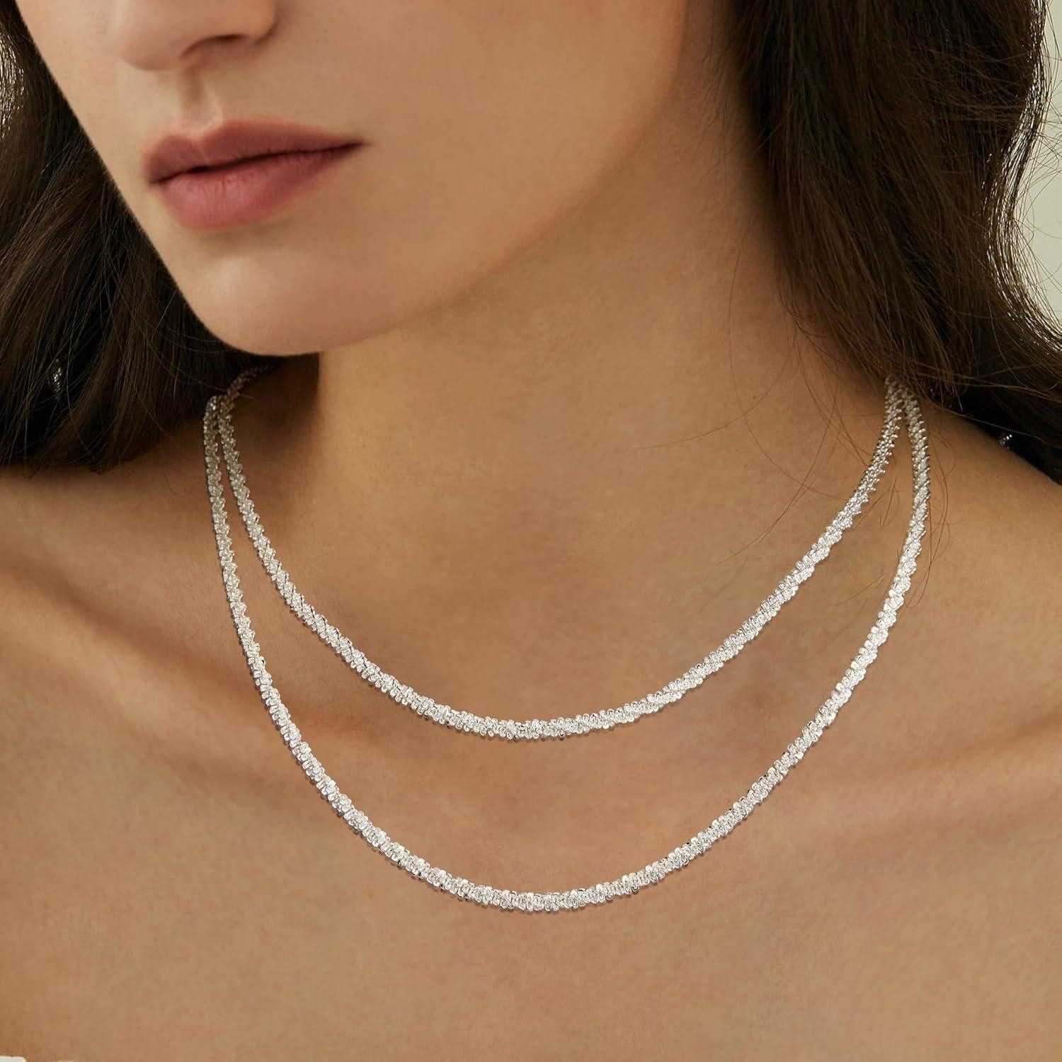 LuxusKollektion Silberkette Silber Layered Halsketten für Frauen