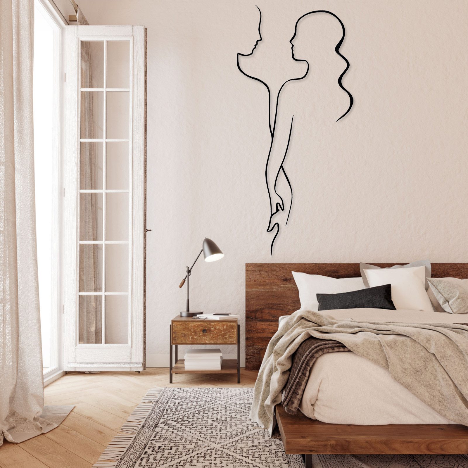 Jumpeak Wanddekoobjekt Paar Hält Hände Wanddekoration, Liebe Silhouette,Abstrakte,Strichkunst, Metall,4 Farben, 4 Größen, Eleganz, Romantik, Schlafzimmerdekorat – Bild 3 von 5