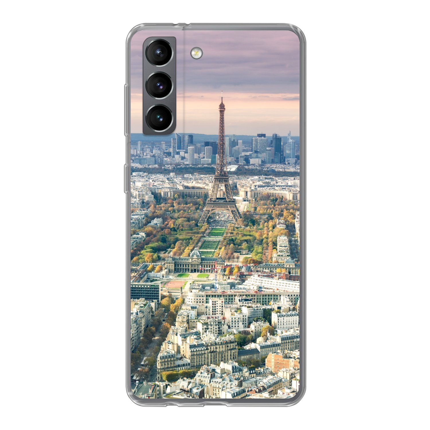 MuchoWow Handyhülle für Samsung Galaxy S21 Paris - Eiffelturm - Stadt, Phone Case, Silikon, Schutzhülle Dünn