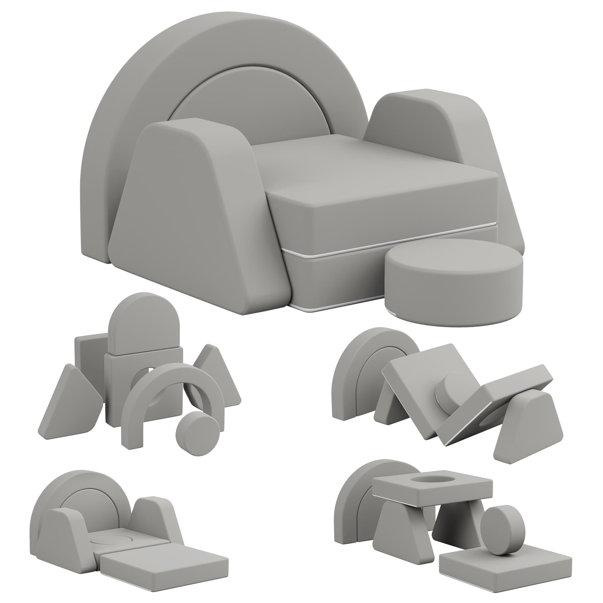 radelldar Kindersofa Modulare Spielsofa, 7 Teile, aus Schaumstoff für Kinder, 2 Sitzplatz, wasserdicht