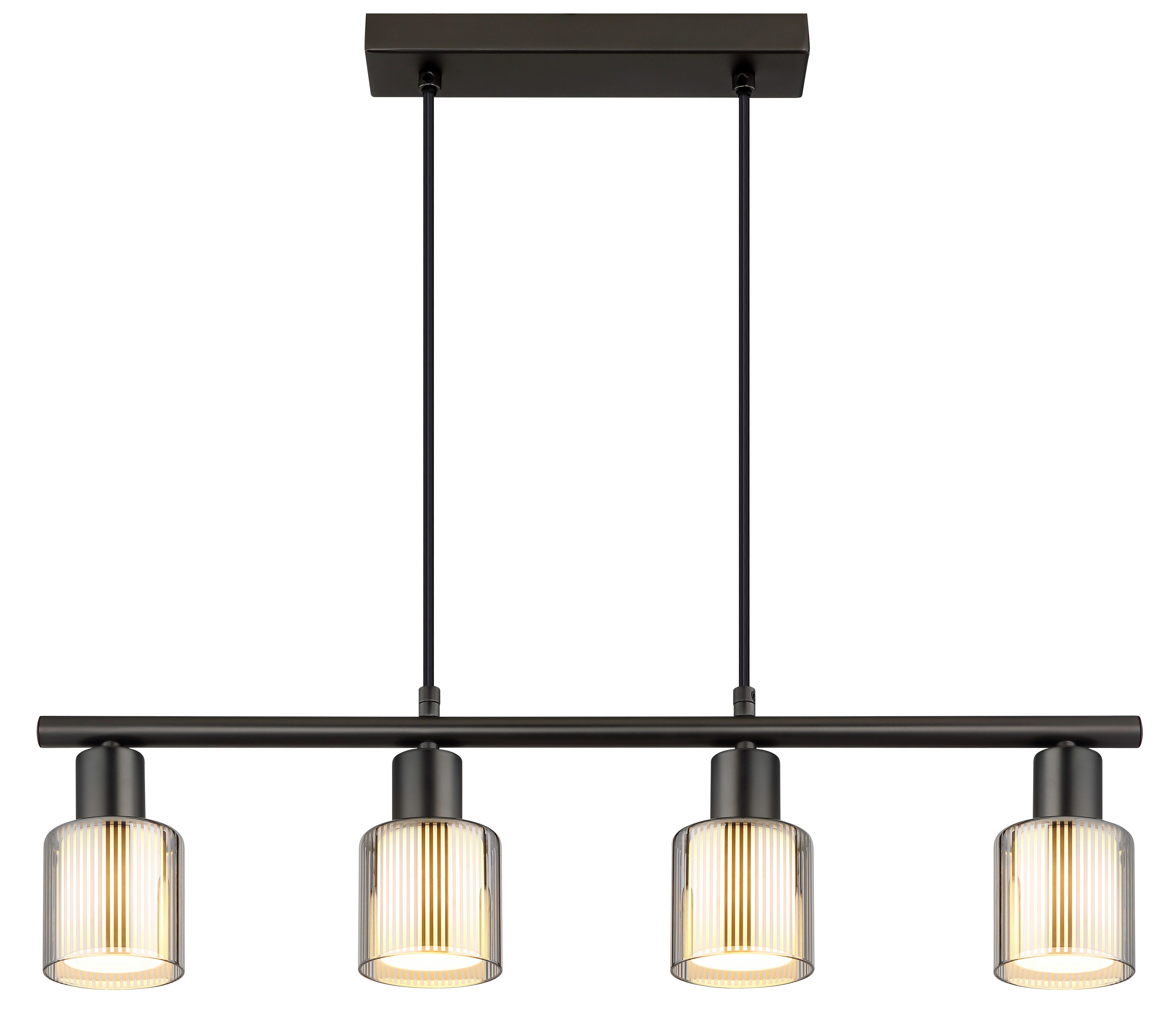 GLOBO LIGHTING Hängeleuchte VILLEGAS, ohne Leuchtmittel, Wohnzimmerleuchte schwarz-chrom, Opalglas, höhenkürzbar