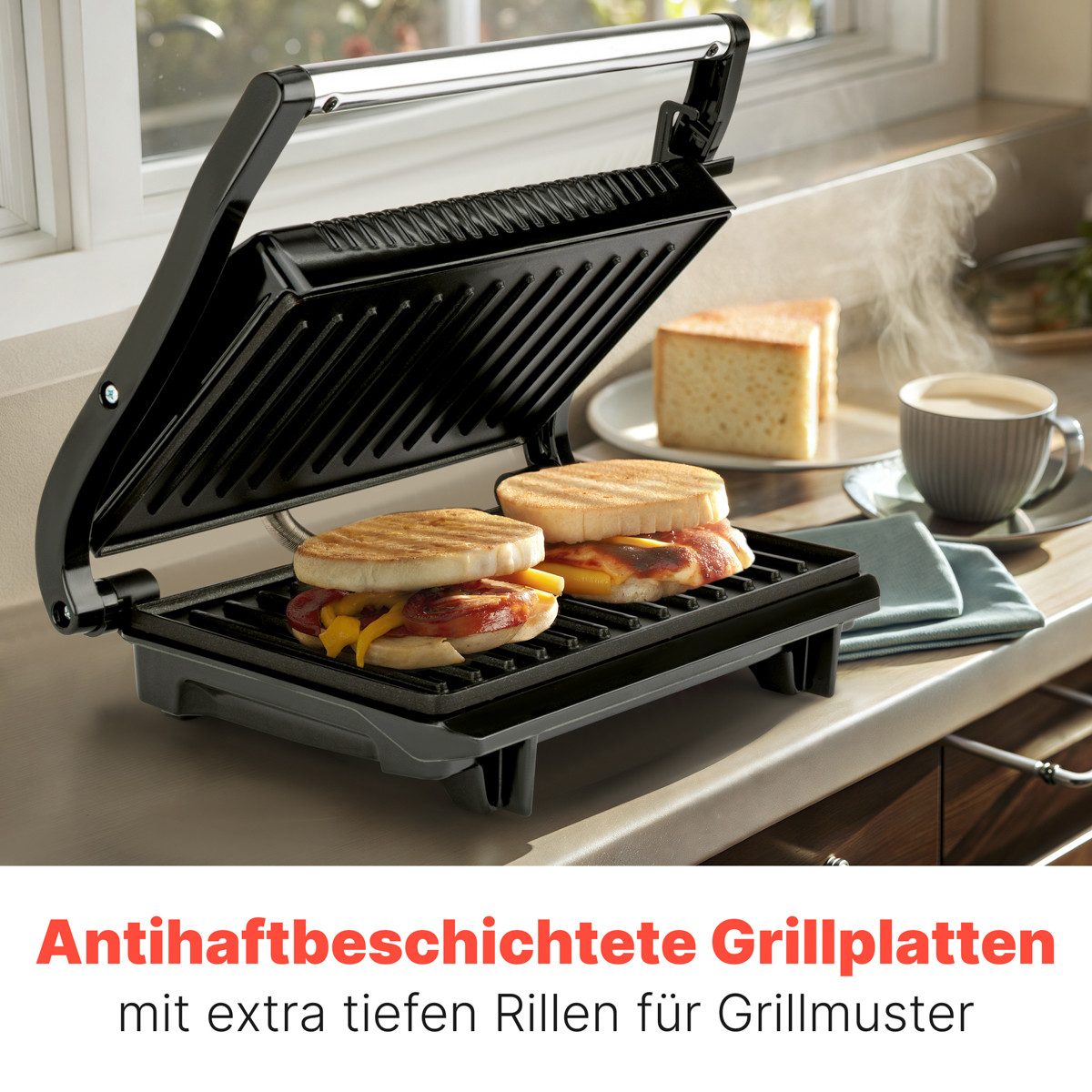 CLATRONIC Kontaktgrill MG 3519, Kontaktgrill, beidseitiges Grillen, 700W