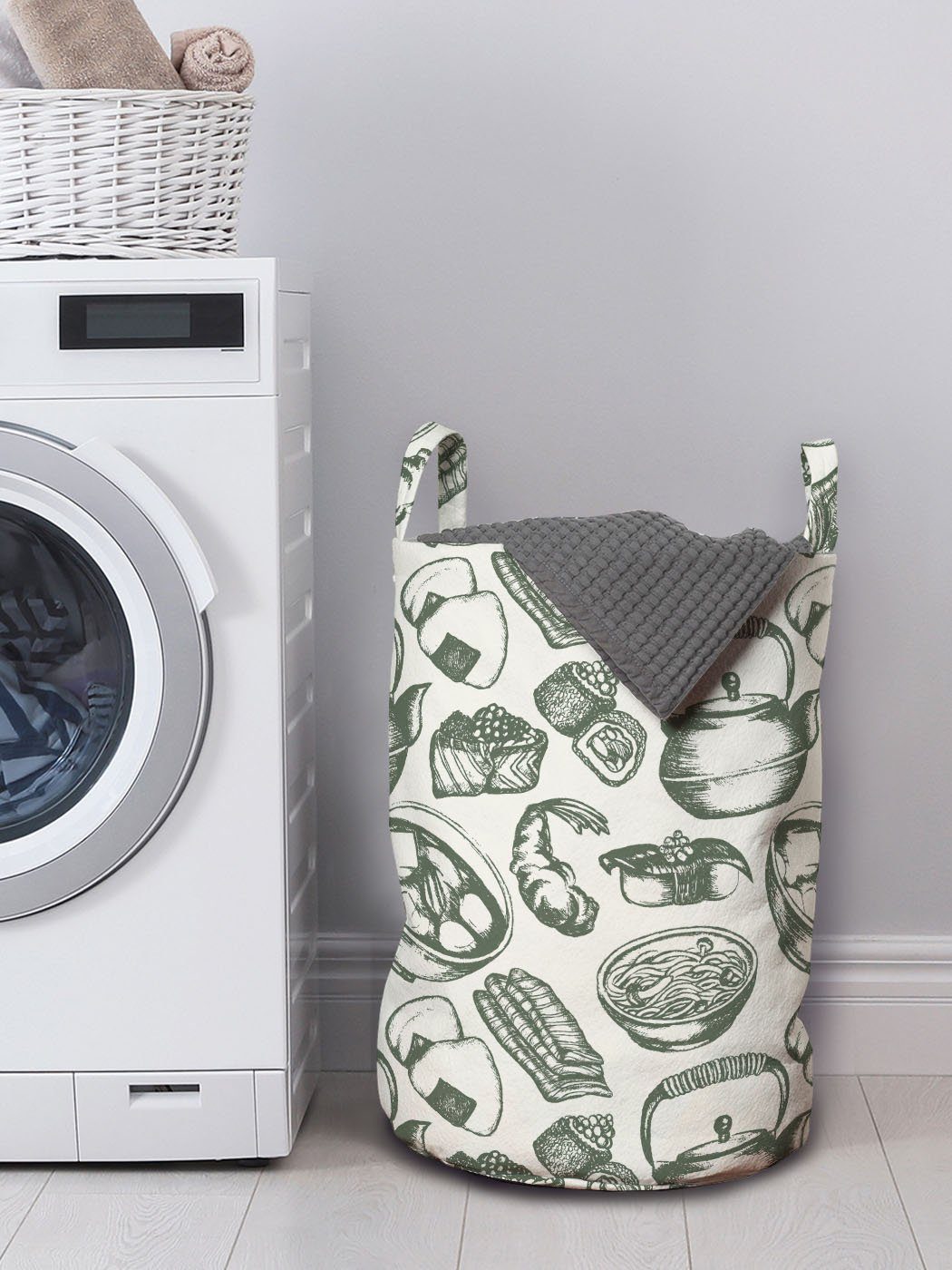 Abakuhaus Wäschesäckchen Wäschekorb mit Küche Displays Waschsalons, Japanische für Hipster Kordelzugverschluss Griffen Tee