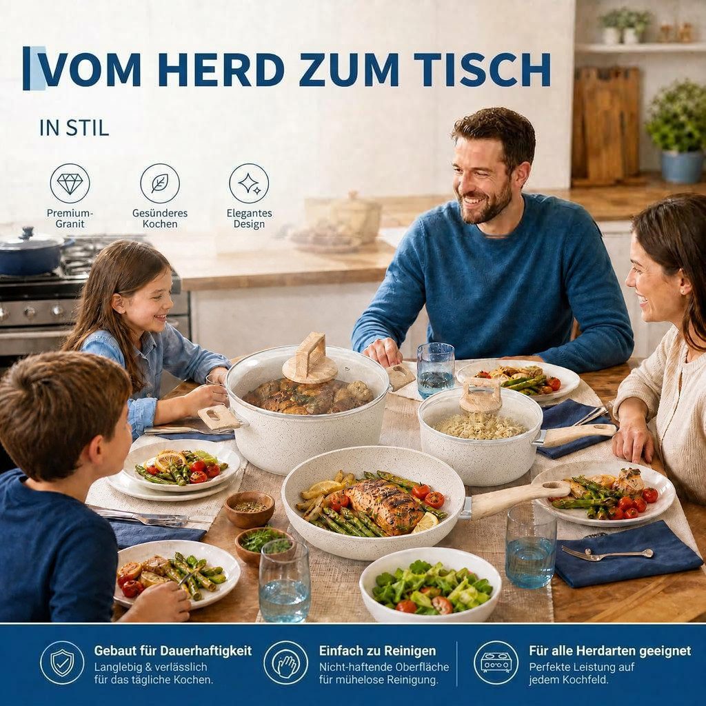 GarveeMore Topf-Set Keramik-Topfset 14/21tlg. antihaft, abnehmbare Griffe, für Induktion, Aluminium (Set, 21-tlg., Pfannen, Töpfe, Deckel & praktischem Zubehör) – Bild 5 von 5