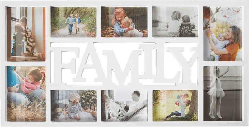 Home affaire Bilderrahmen Collage »FAMILY«, Fotorahmen, weiß, mit Schriftzug, Collage, Bildformat 10x15 cm und 13x18 cm
