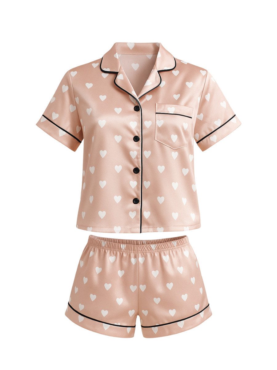 Elegant Love Shorty Sommer Nachtwäsche & Loungewear – Satin Pyjama Set mit günstig online kaufen