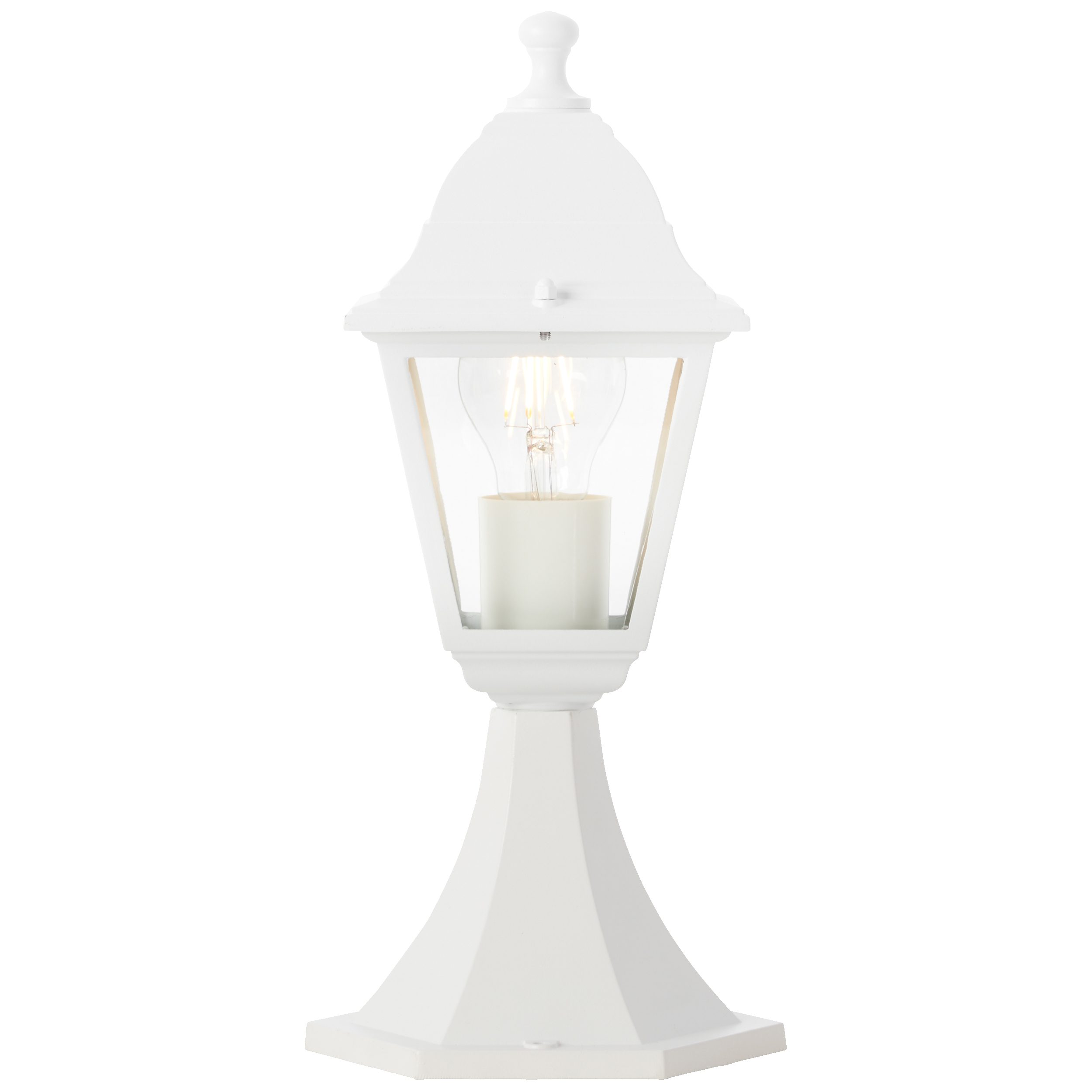 Lightbox Außen-Stehlampe, ohne Leuchtmittel, Pollerlampe, 37 x 17 x 15 cm, E27, max.60 W, IP44, Metall/Glas, weiß