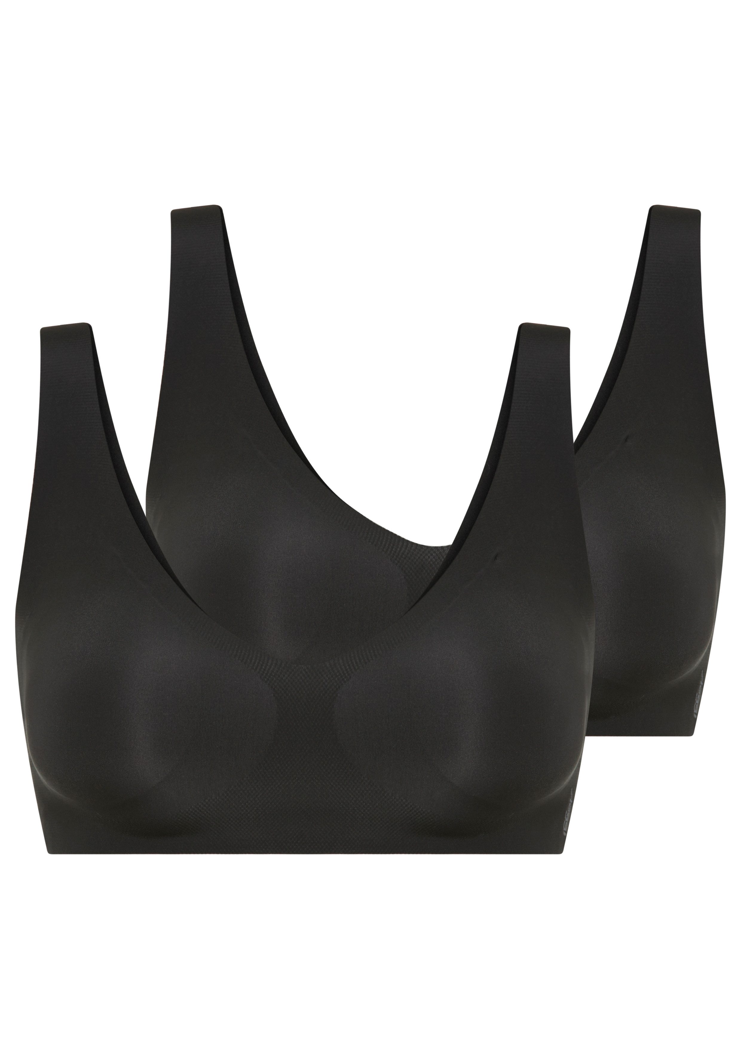 sloggi Bralette ZERO Feel 2.0 (2er Pack) nahtlos, herausnehmbare Pads, tiefes Dekolleté, Mikrofaser