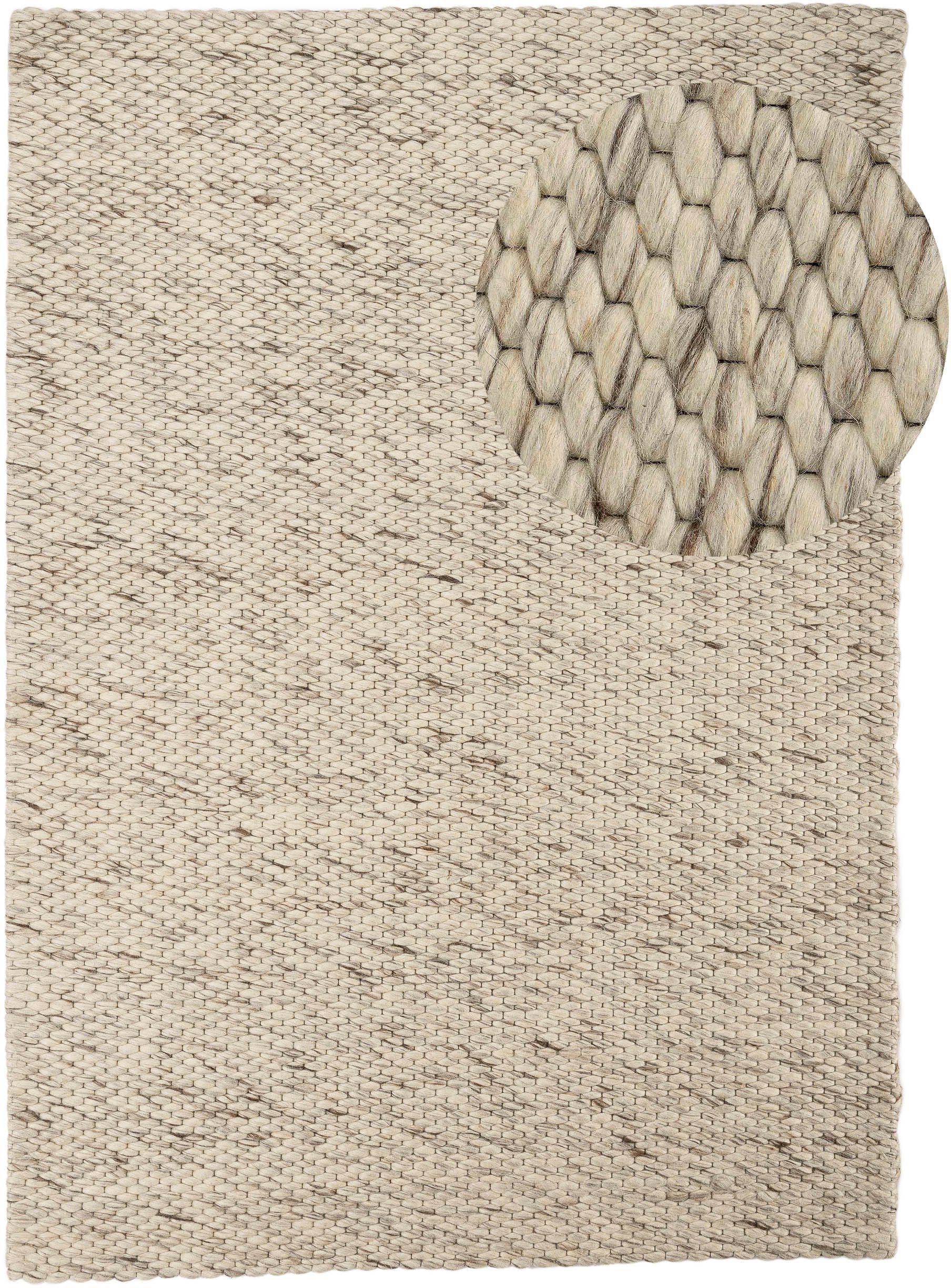 Wollteppich Sina, carpetfine, rechteckig, Höhe: 14 mm, Handweb Teppich, reine Wolle, meliert, handgewebt, weich & kuschelig