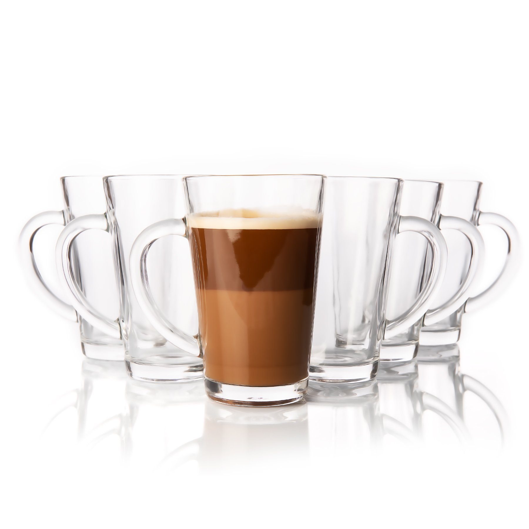 BigDean Latte-Macchiato-Glas 6x Latte Macchiato Gläser mit Henkel 300 ml - spülmaschinenfest, Glas