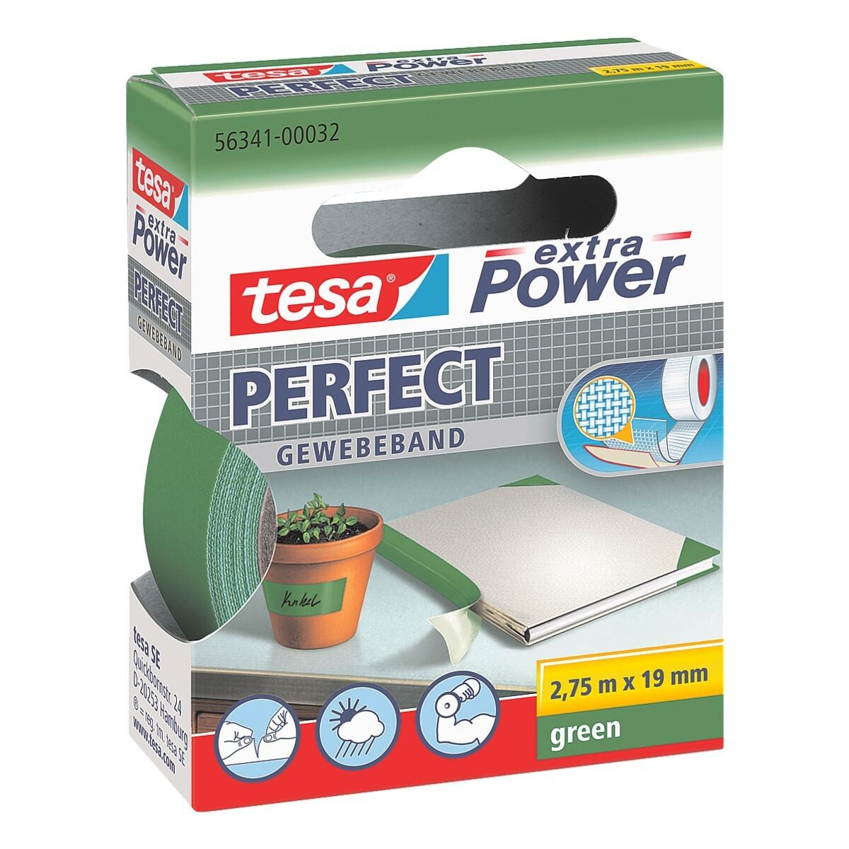 tesa Isolierband extra / m, grün witterungsbeständig mm Power® 2,75 19 beschriftbar und