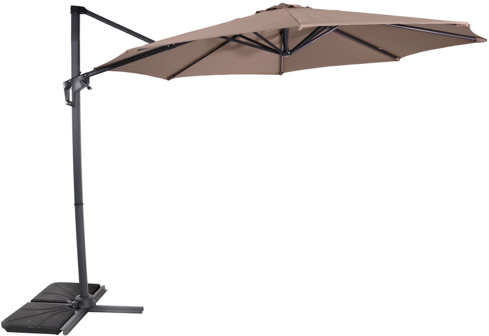 Lesli Living Sonnenschirm Lesli Living Ampelschirm incl. Kreuzfuß-Ständer "Libra" Taupe ø 3 m