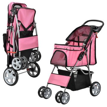 pro.tec Tiertransporttasche bis 15 kg, Hundewagen »Niceville« Pet Stroller Regenschutz Roadster Pink