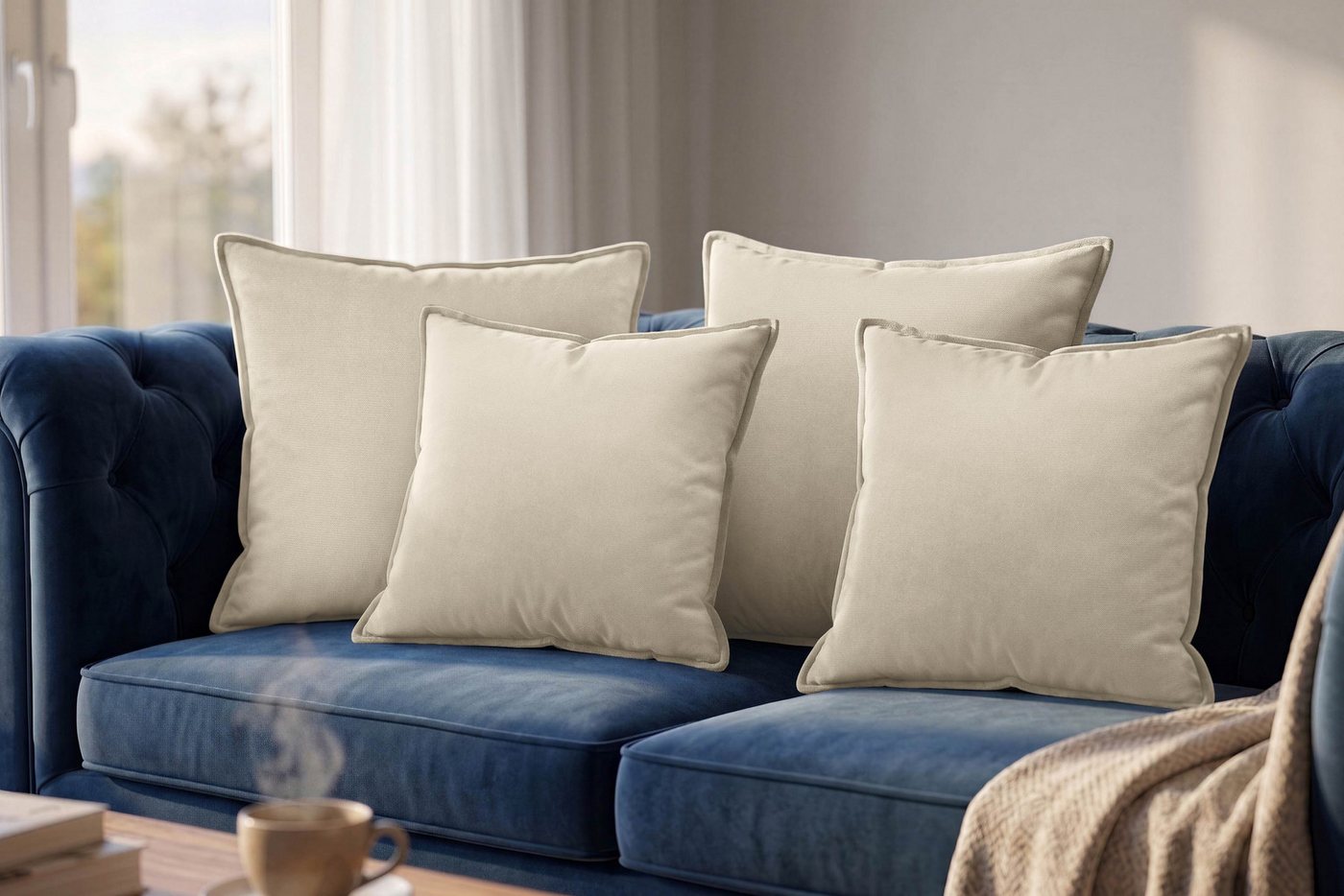 Amilian Dekokissen 4er Set Zierkissen Sofakissen Couchkissen mit Reißverschluss, inklusive Füllung für Sofa, Couch und Bett