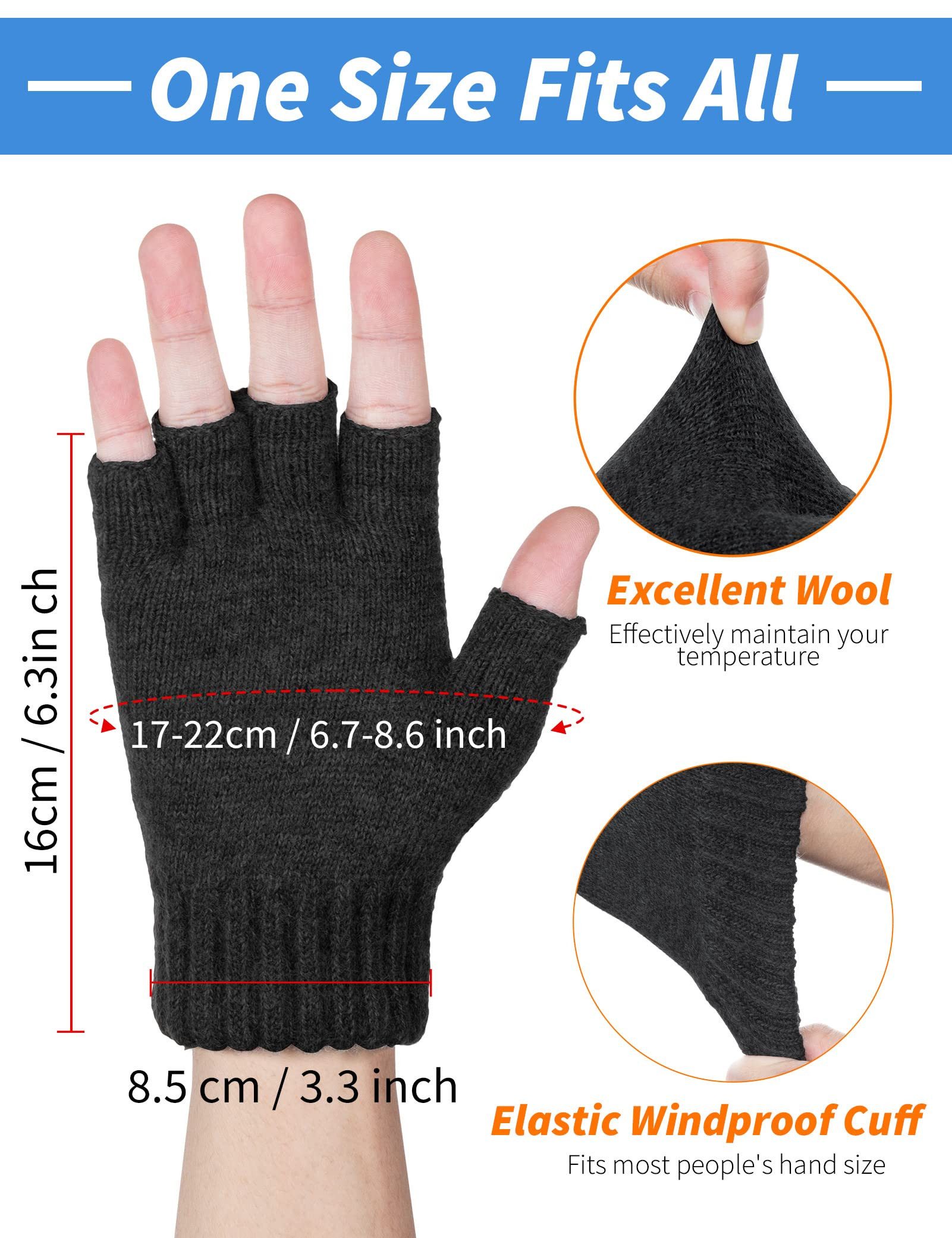 Coonoor Strickhandschuhe Halbfingerhandschuhe mit Kappe,Winter Flip Handschuhe mit Berührung Fingerlose Handschuhe Winterhandschuhe für Damen Herren
