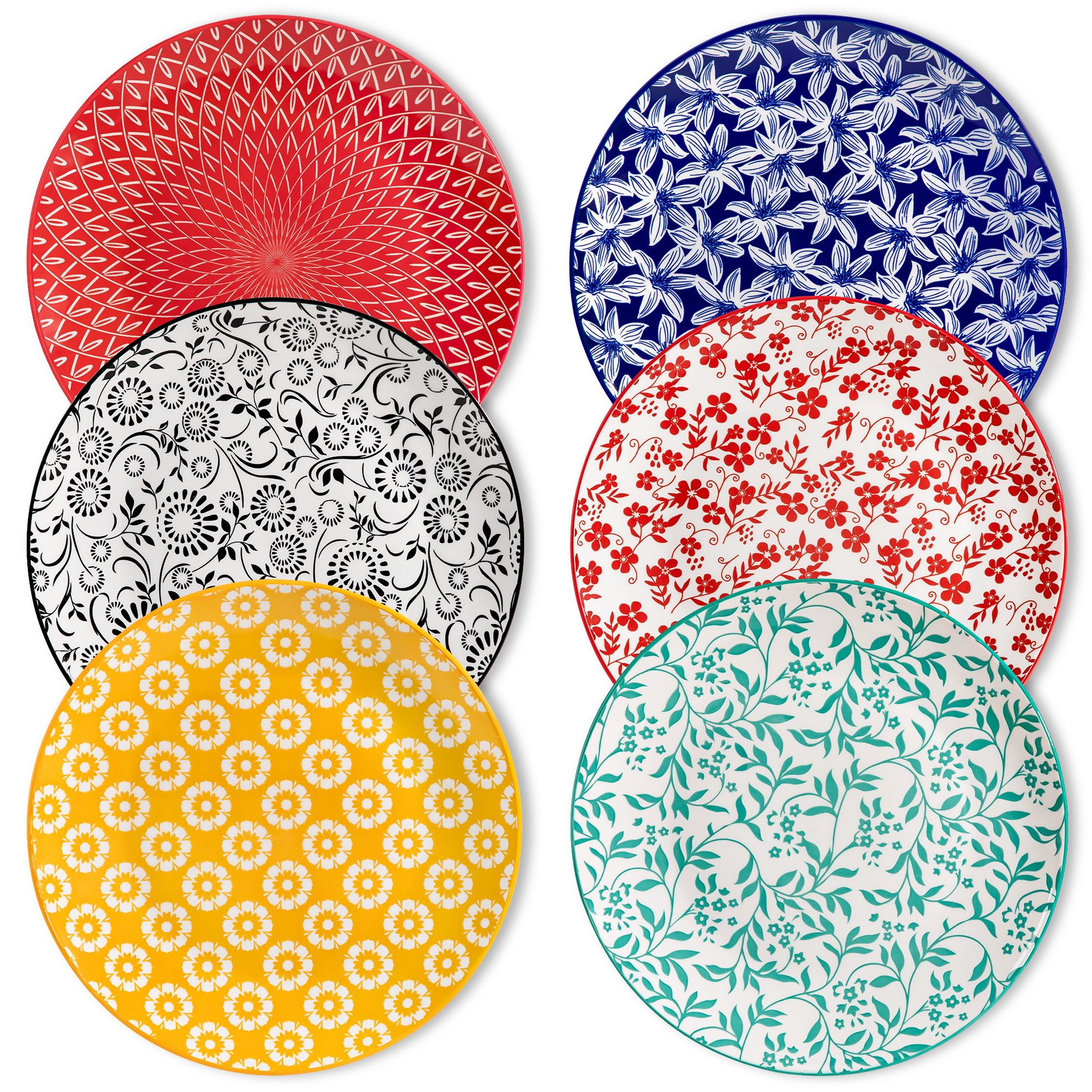 vancasso Speiseteller 4/6-tlg Speiseteller für 4/6, Porzellan Tafelservice, Bunt/Blau, (6 St)