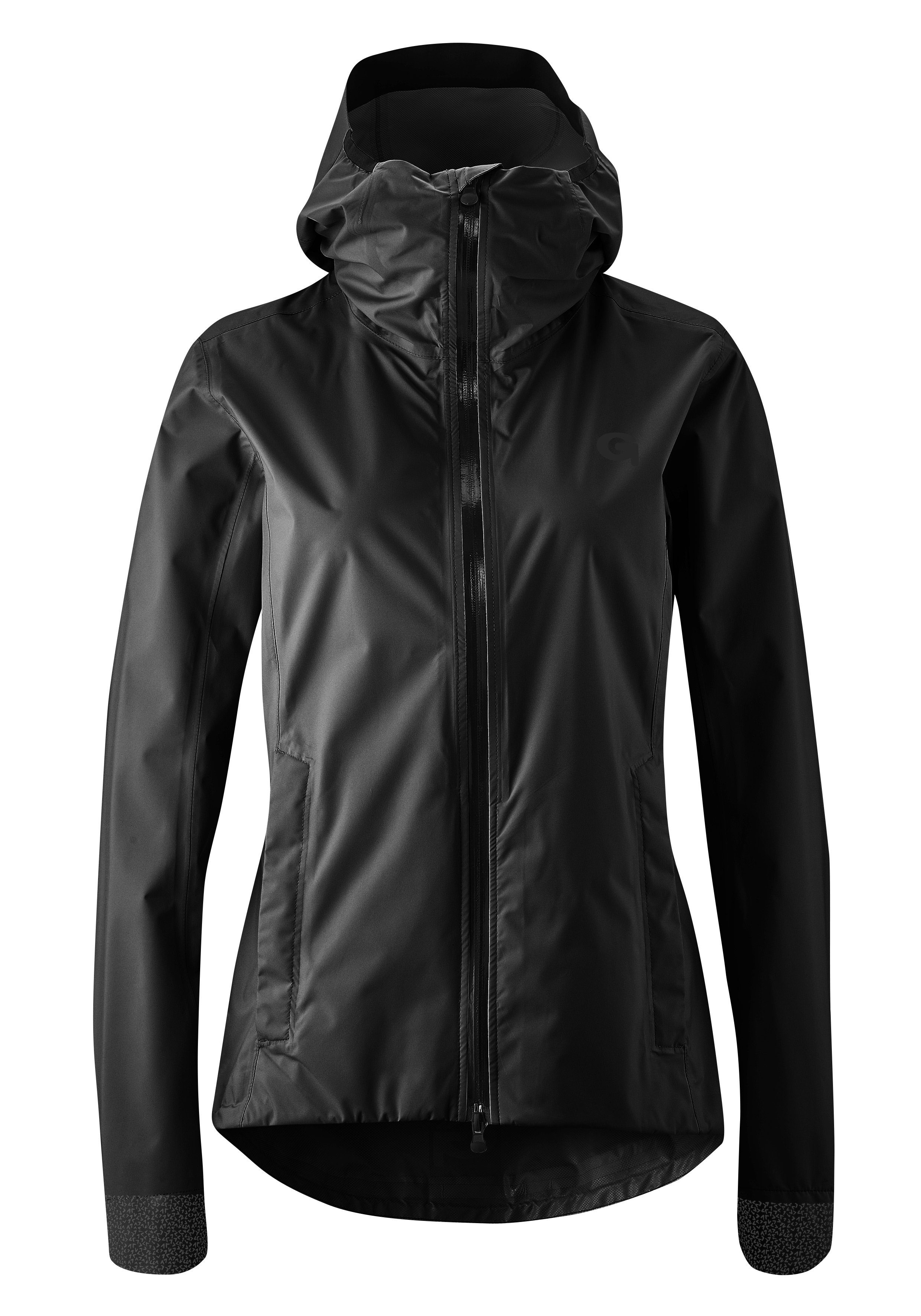 Sura schwarz Radjacke Damen wasserdicht, Plus Fahrradjacke wind- Kapuze Regenjacke Gonso und mit