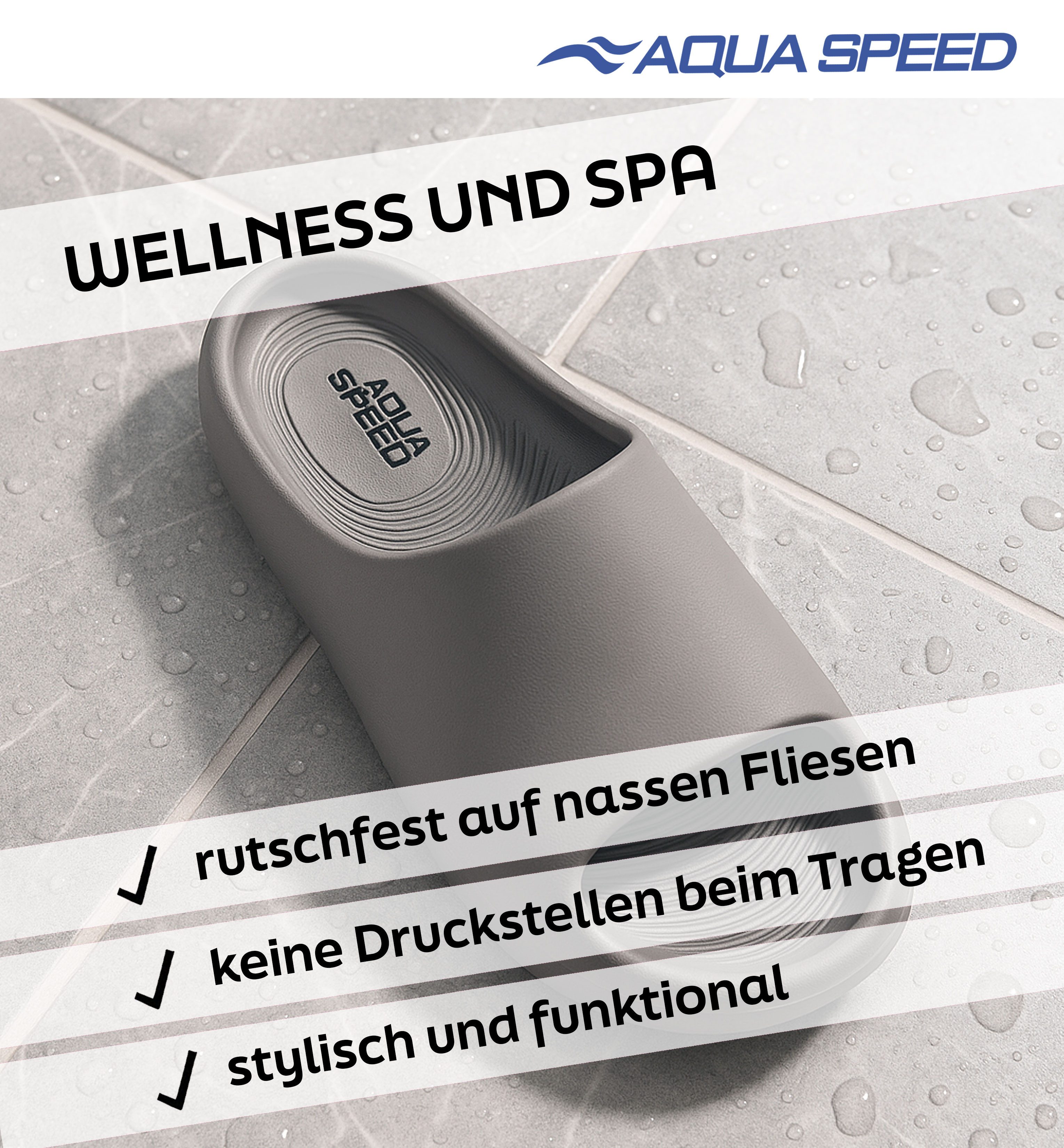 Aqua Speed Toledo Badelatschen dicke Sohle Wellness + Mikrofaserhandtuch Badepantolette (Komfortable Slides – perfekt für Fitnessstudio, Sauna und Reisen) Komfort-Slides für Spa, Balkon und Spaziergänge in Strandnähe