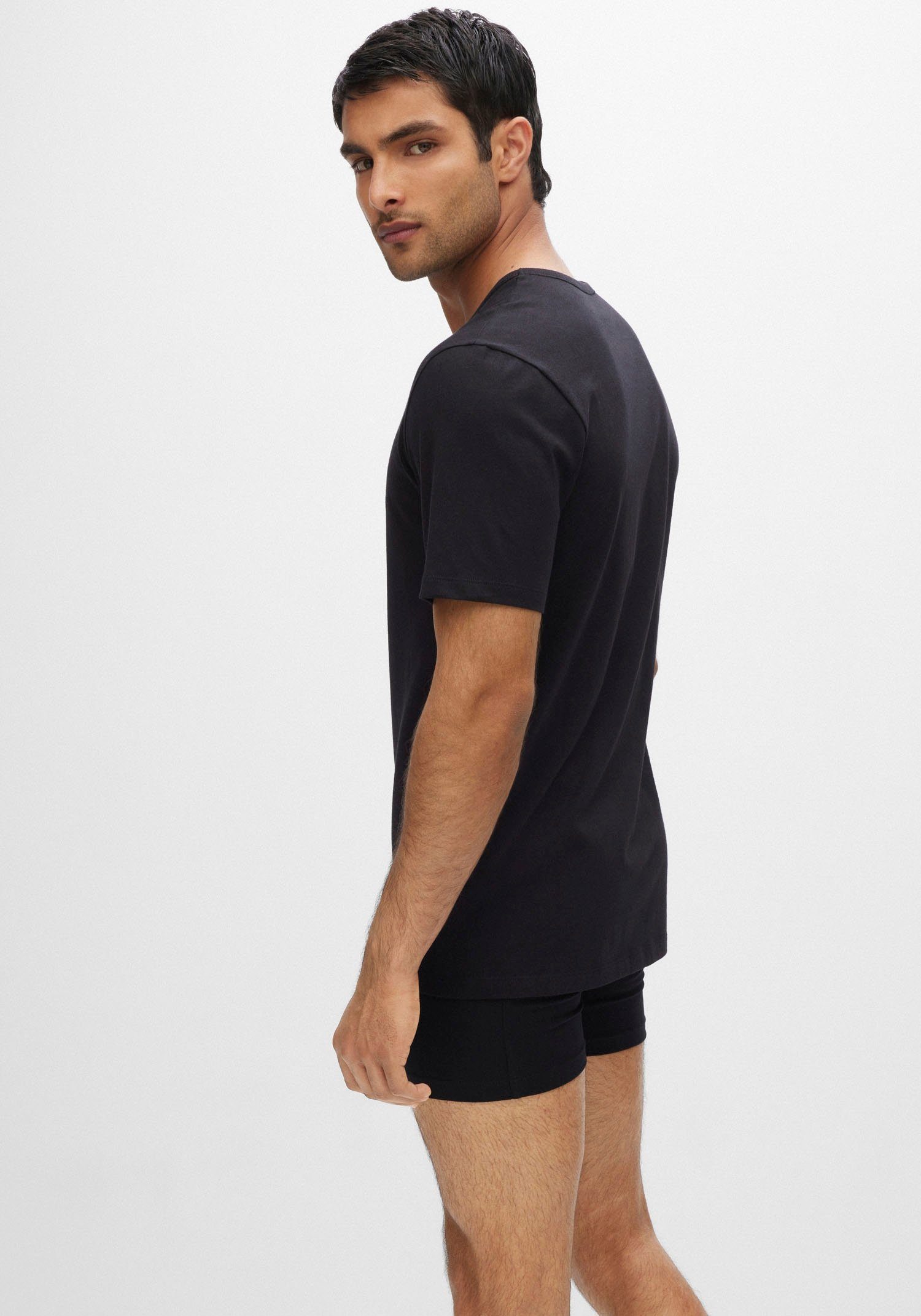 BOSS T-Shirt T-Shirt Rundhals mit dezentem grau-meliert, BOSS assorted_pre-pack, Logo-Print schwarz999 (3er-Pack)