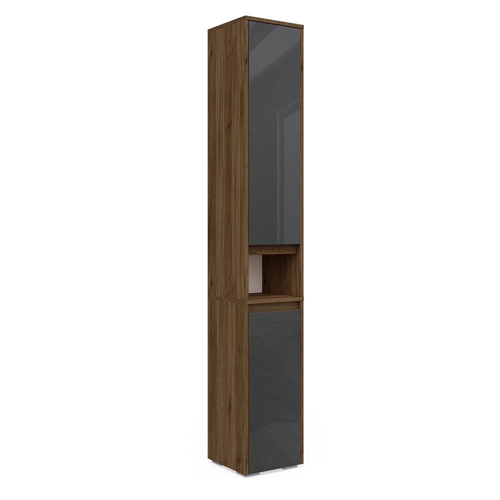 Vicco Badschrank Majest Anthrazit Hochglanz/Nussbaum 30 x 192 cm günstig online kaufen