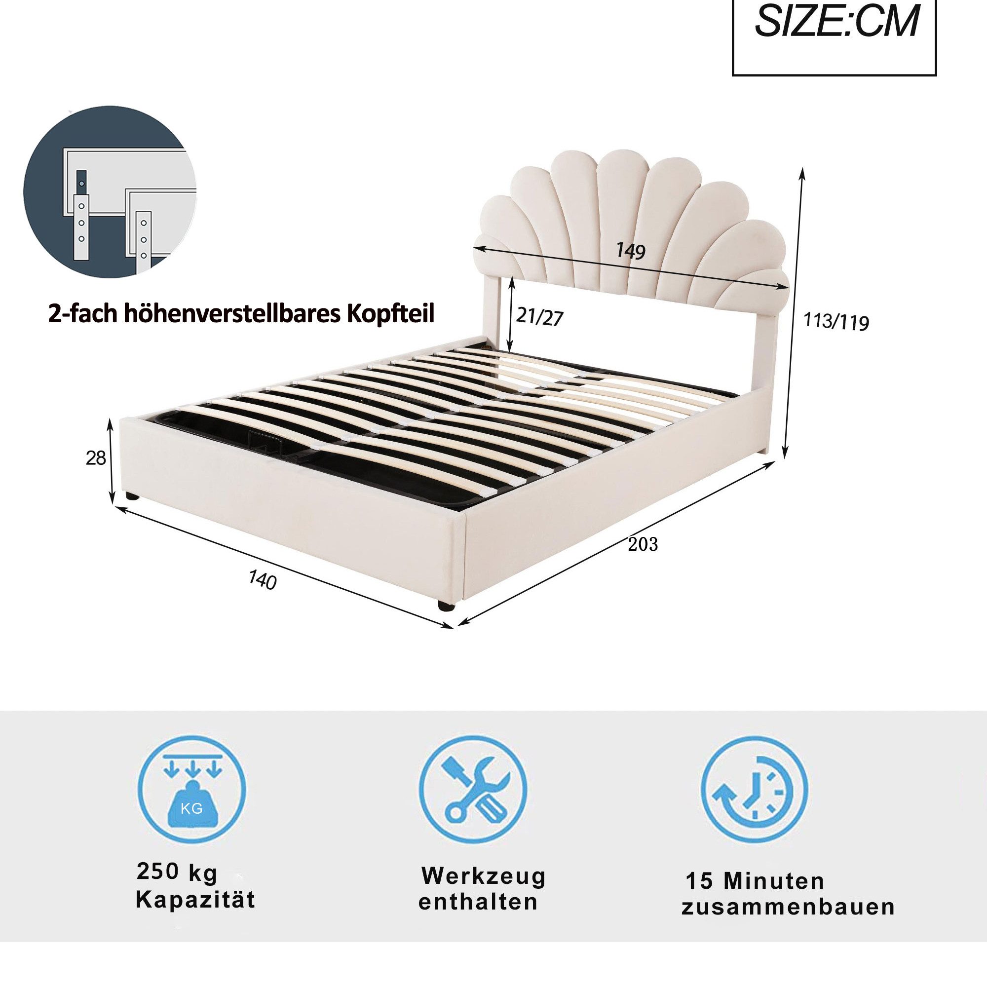 BlingBin Polsterbett Einzelbett Gästebett Bettrahmen mit günstig online kaufen