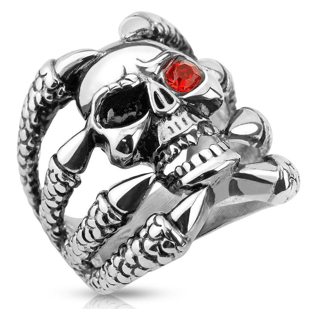 BUNGSA Fingerring 60 (19.1) Bungsa RING TOTENKOPF silber Herren - TOTENSCHÄDEL Klauen (Ring, 1-tlg), Männer Biker