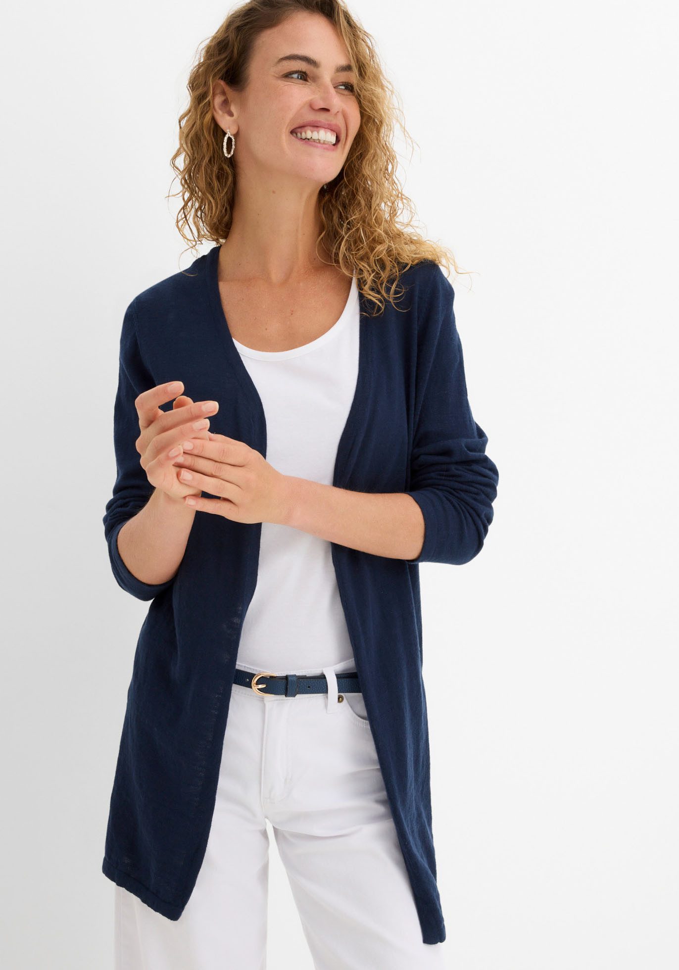 bonprix Strickjacke lockere Passform, Slub-Strick, Casual Stil, aus Baumwolle