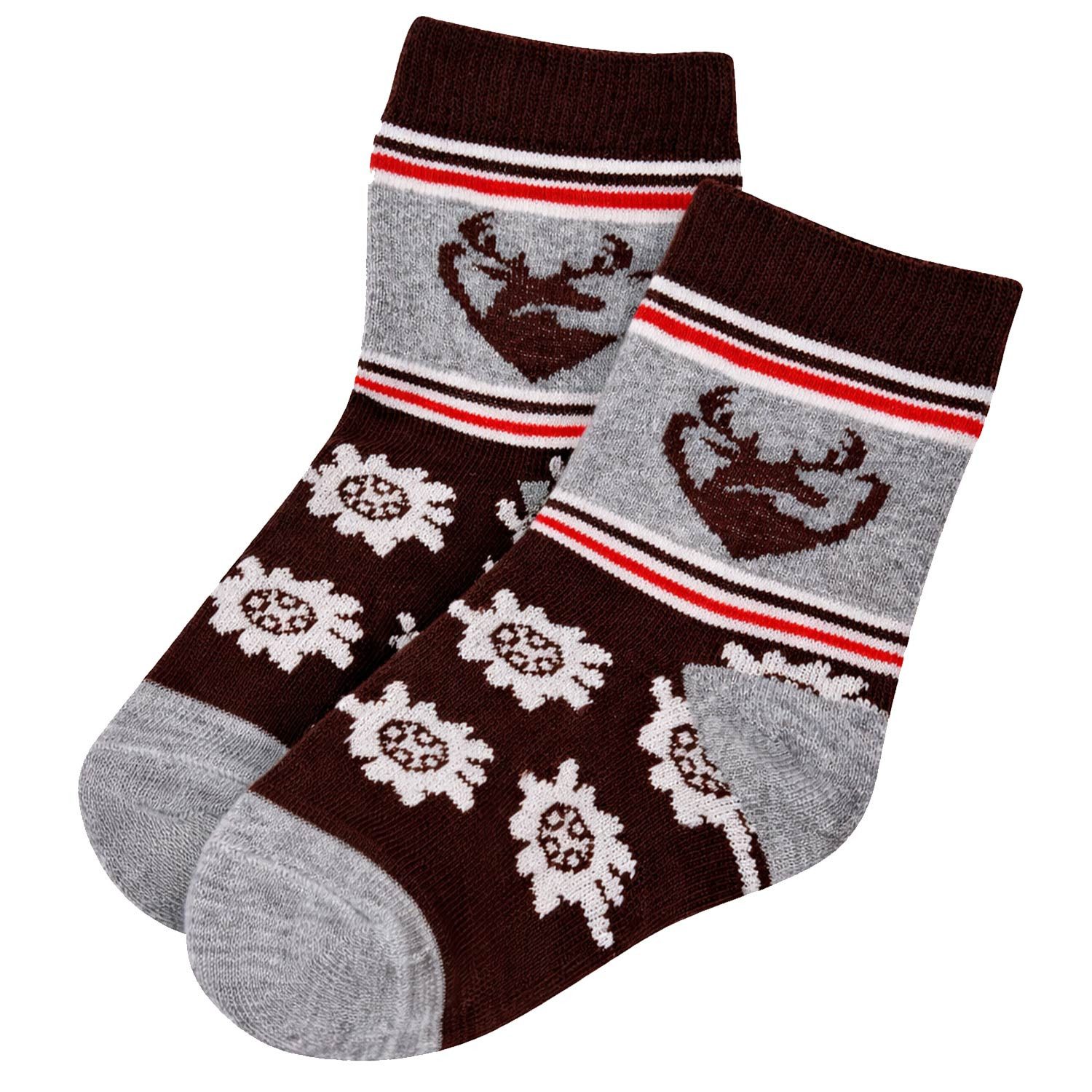 BONDI Kniestrümpfe Baby Jungen Socken Hirschmotiv 91730, Grau