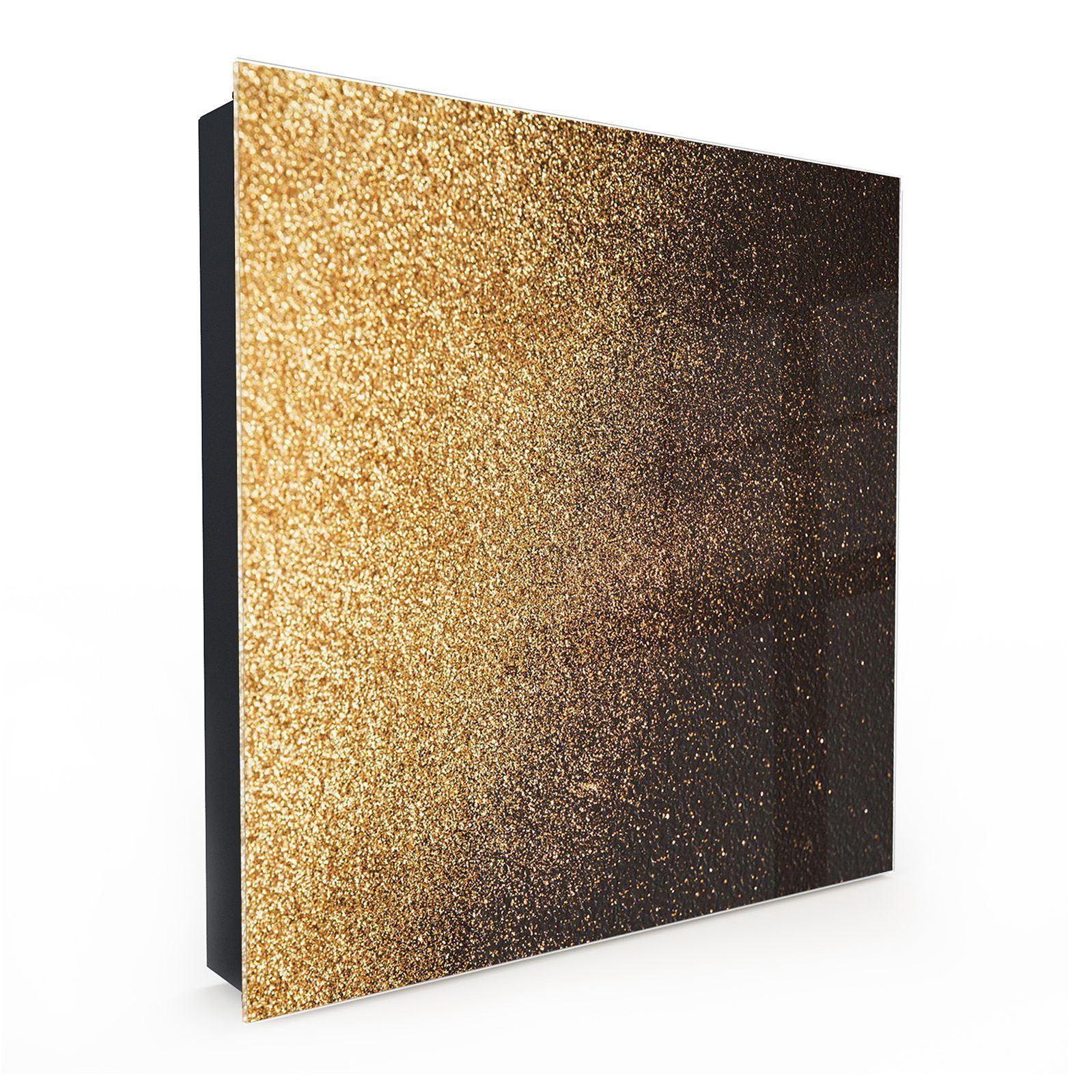 Primedeco Schlüsselkasten Magnetpinnwand und Memoboard mit Glasfront Motiv Goldener Hintergrund (1 St)