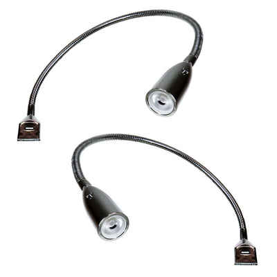 kalb Bettleuchte Flexible LED Leuchte inkl. USB Ladefunktion verchromt, 2er Set chrom, warmweiß