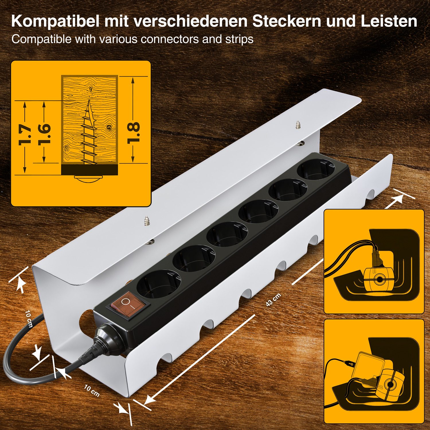 Goods+Gadgets Kabelkanal Goods+Gadgets Kabelkanal – Kabelmanagement Schreibtisch & Kabelhalter (Kabelhalter, Kabelwanne, Kabelkorb, 1-St)
