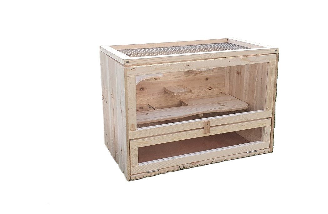 BruKa Kleintierkäfig PAULI Nagerkäfig Holz Hamsterkäfig Stall Meerschweinchen Käfig