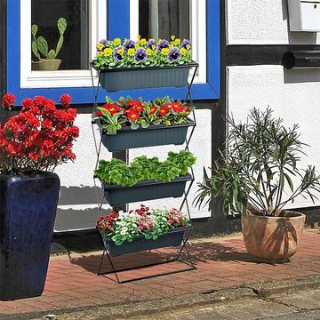 BURI Pflanzkübel Pflanzkastenständer mit 4 Kästen Pflanztreppe Blumentreppe Blumenkaste