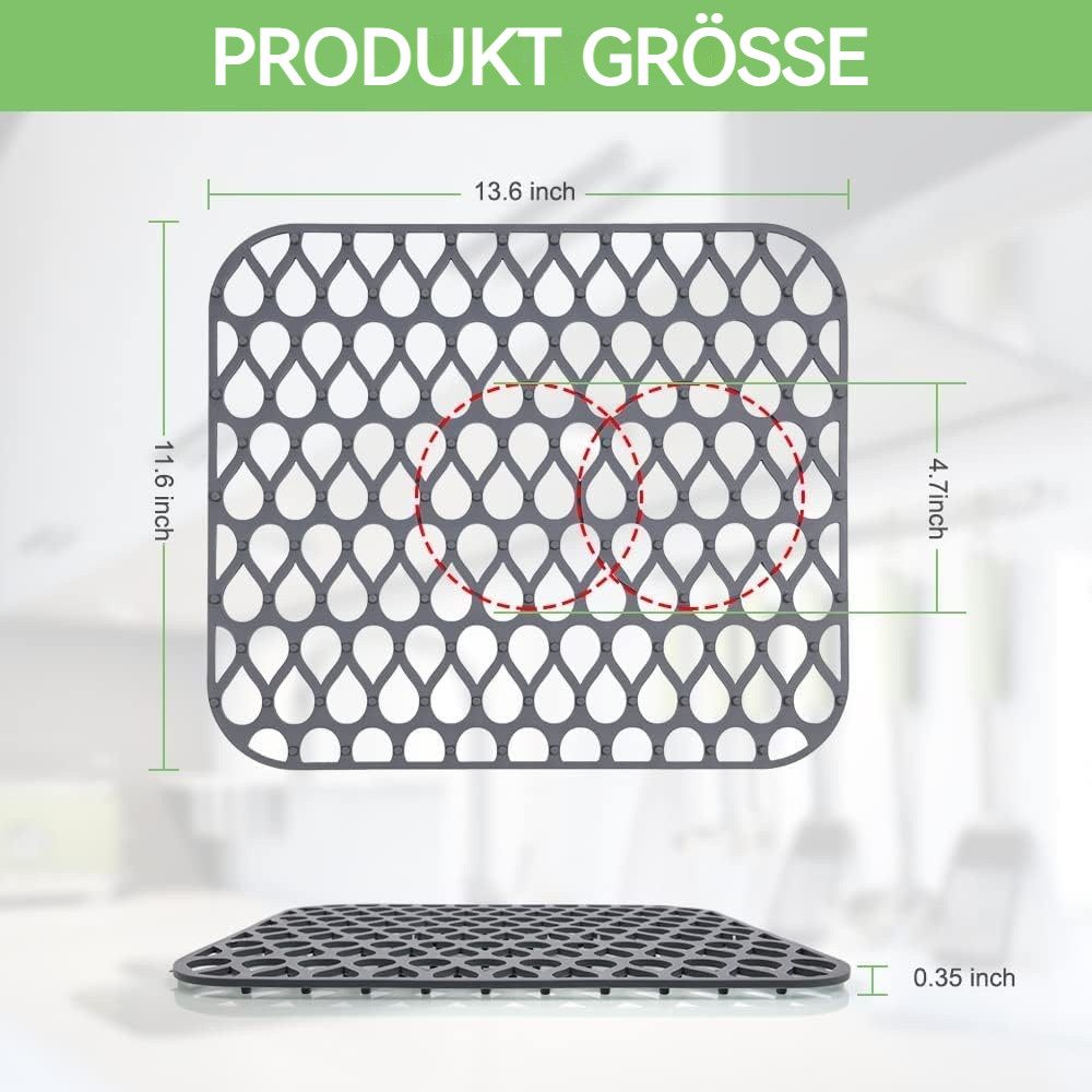 BlingBin Abtropfmatte 2PCS Spülbeckenmatte Silikonmatten für die Küchentheke Trockenpads, Trockenpads für die Küchentheke Waschbecken Matte Besteck