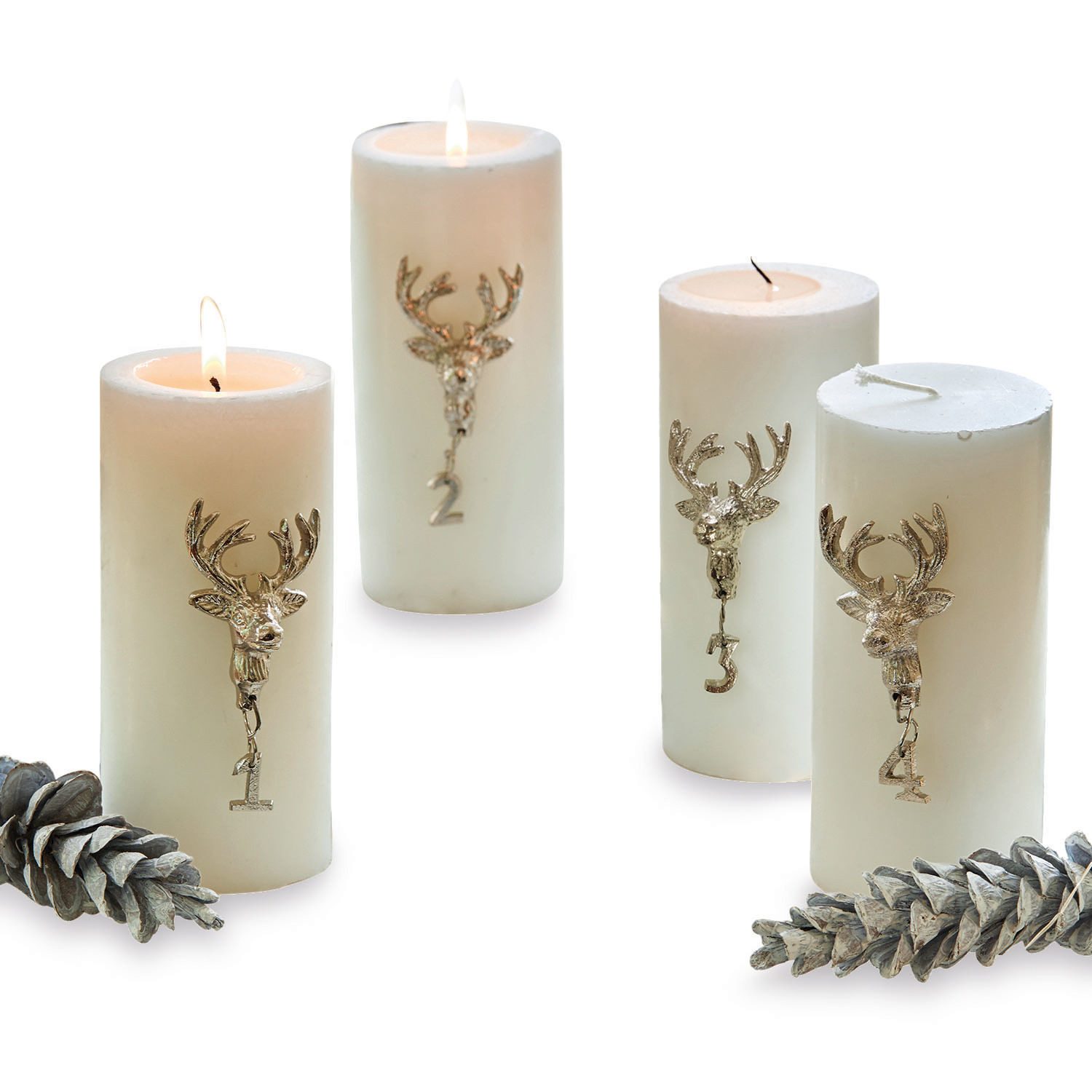 Mirabeau Stumpenkerze Deko-Pin 4er Set Charre silber (4er Set, 4er Set), none