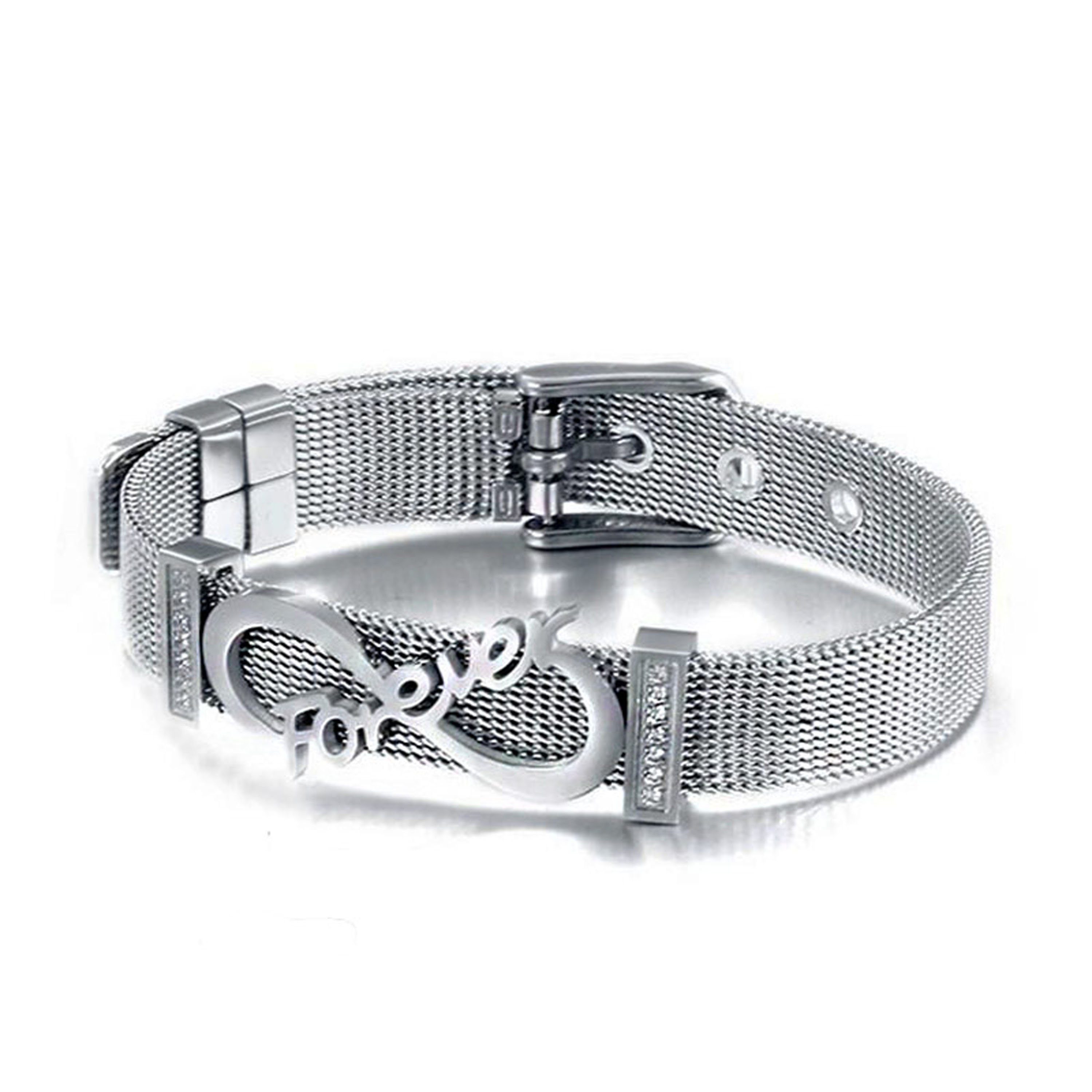 Optik in Armband in Unendlichkeitzeichen, Infinity, Mesh Infinity (Edelstahl, Infinity, UNIQAL.de Designed Zirkonia Germany, Unendlichkeit Edelstahlarmband "FOREVER Handgefertigt Deutschland), EVER" Sign, Edelstahl &