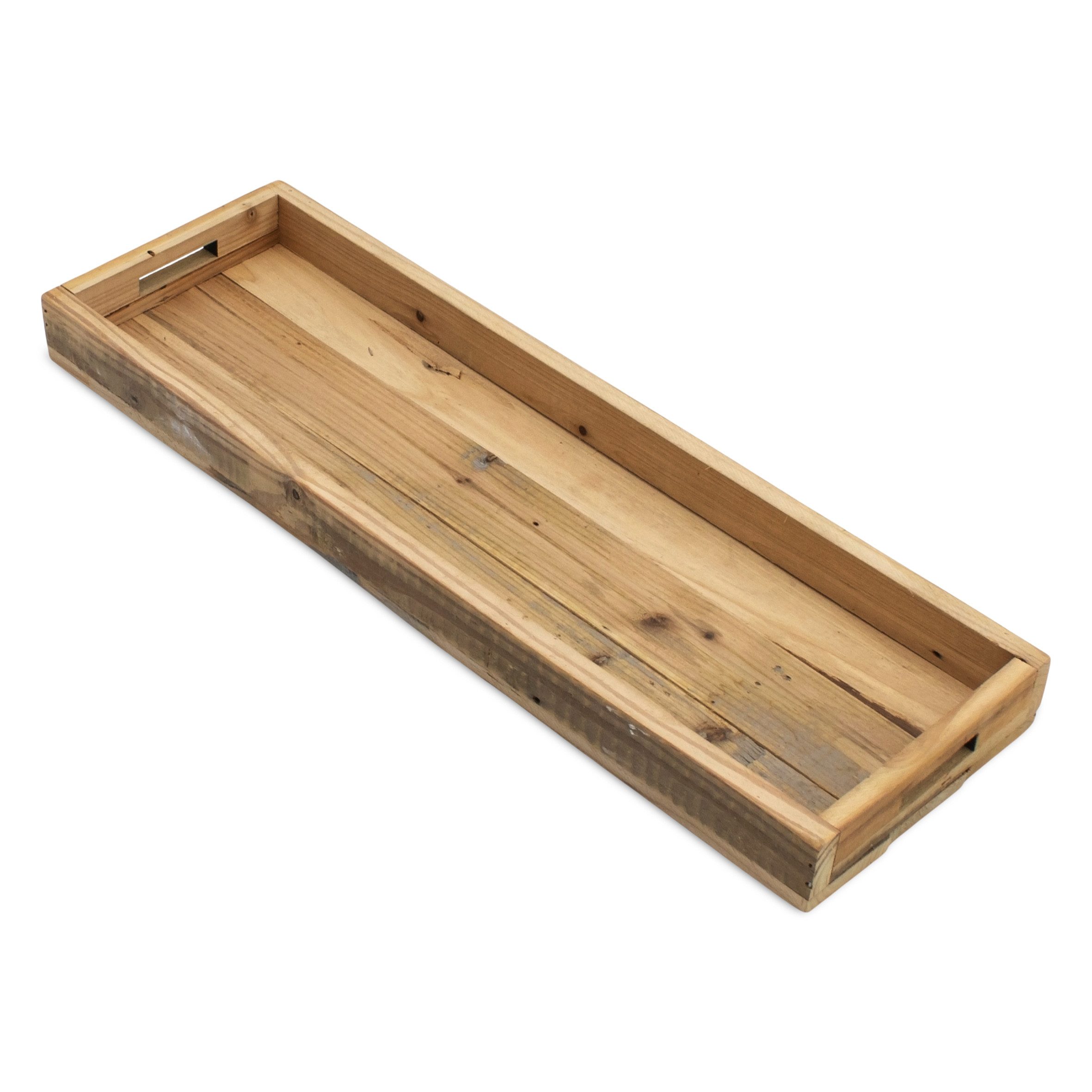 Spetebo Tablett Holz Dekotablett natur mit Rand - 50 x 16 cm, Holz, (Anzahl, 1-tlg., Stück), mit erhöhtem Rand