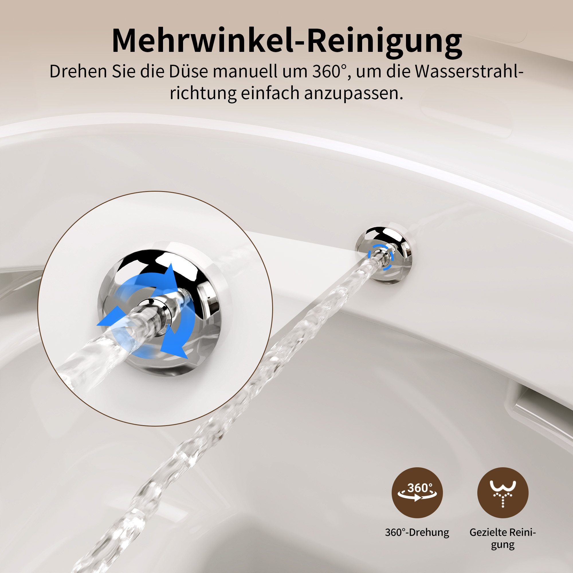 DeerValley Dusch-WC Kalt-Warm Wasser, Hänge WC Spülrandlos mit Bidet-Düse, Wandmontage, Abgang waagerecht, Wassersparend, Geräuscharm, Bidetfunktion ohne Strom, spülrandlos, Soft-Close-Sitz