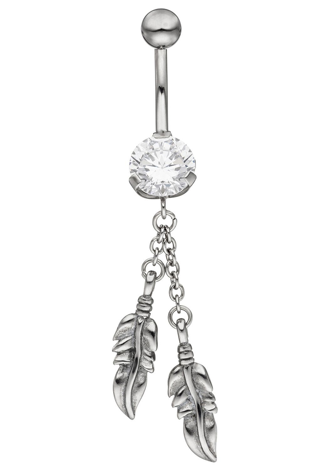 JOBO Bauchnabelpiercing Feder, Edelstahl mit Kristallstein