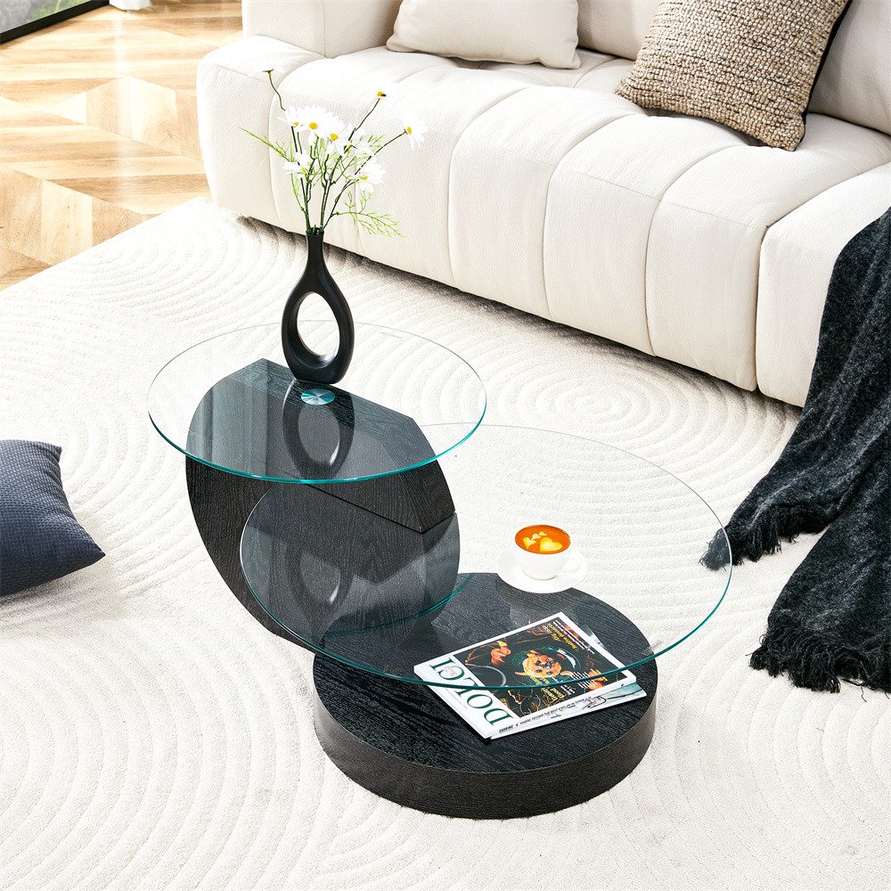 REDOM Couchtisch Moderner minimalistischer gehärteter (mehrstufiges Design, hochwertige MDF-Trägerstruktur. Mehrere Farben zur Auswahl., 1-St., 89.9*73.2cm)