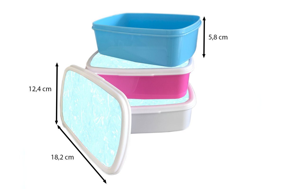 für Muster, (2-tlg), Brotdose, Lunchbox und für und Blau Neon - weiß Marmor MuchoWow Kunststoff, Brotbox - Erwachsene, - Jungs Mädchen Kinder