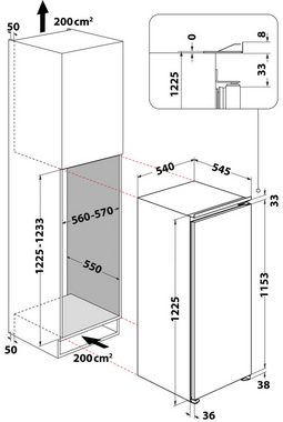 Privileg Einbaukühlschrank PRC 12GF2E, 122,5 cm hoch, 54 cm breit