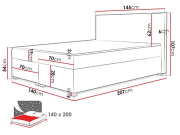 MIRJAN24 Boxspringbett Simple Cord (mit Topper), 140/160/180x200 cm, Bonellfederkern