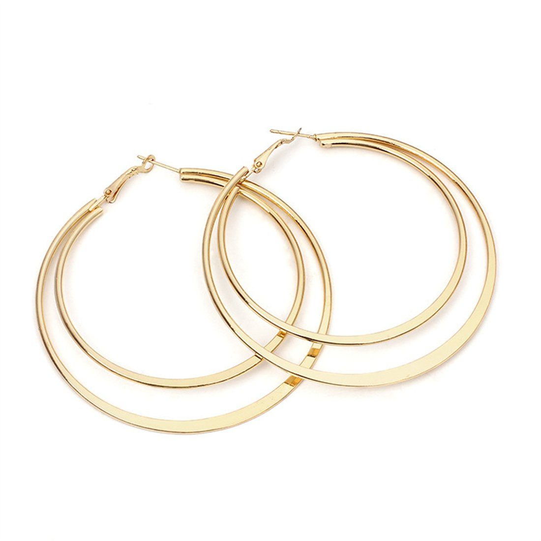Zubehör Paar Damen DÖRÖY Ohrring Set, Ohrstecker Kreis übertrieben Metall Gold Ohrring doppelte