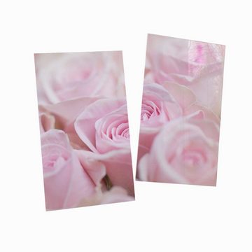 Wallario Herd-Abdeckplatte Rosafarbene Rosenblüten im Strauß, ESG-Sicherheitsglas, (Glasplatte, 2 tlg., inkl. 5mm Noppen), verschiedene Größen