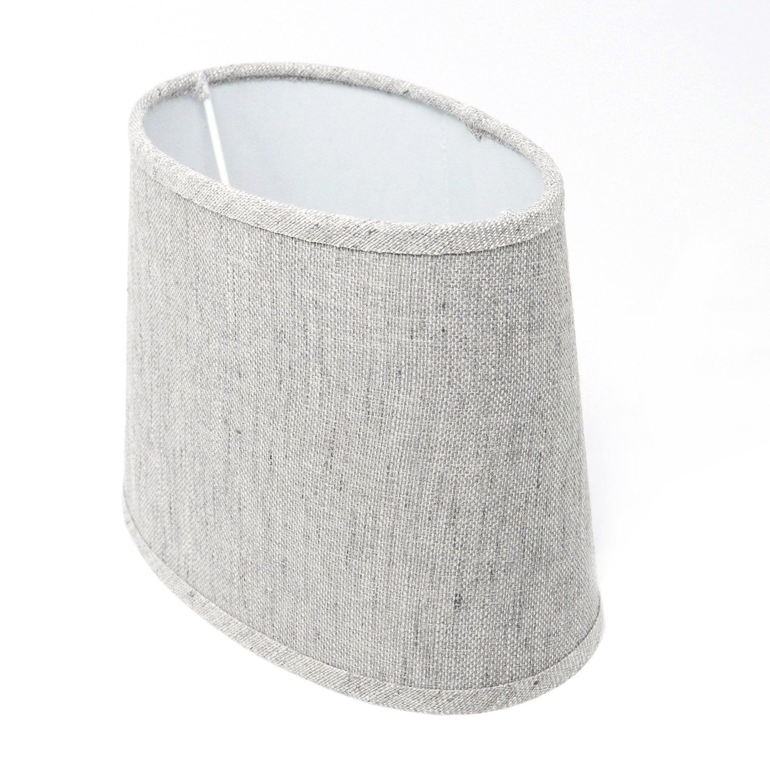 B&S Lampenschirm Lampenschirm klein Stoff E14 / E27 Fassung hellgrau oval H günstig online kaufen
