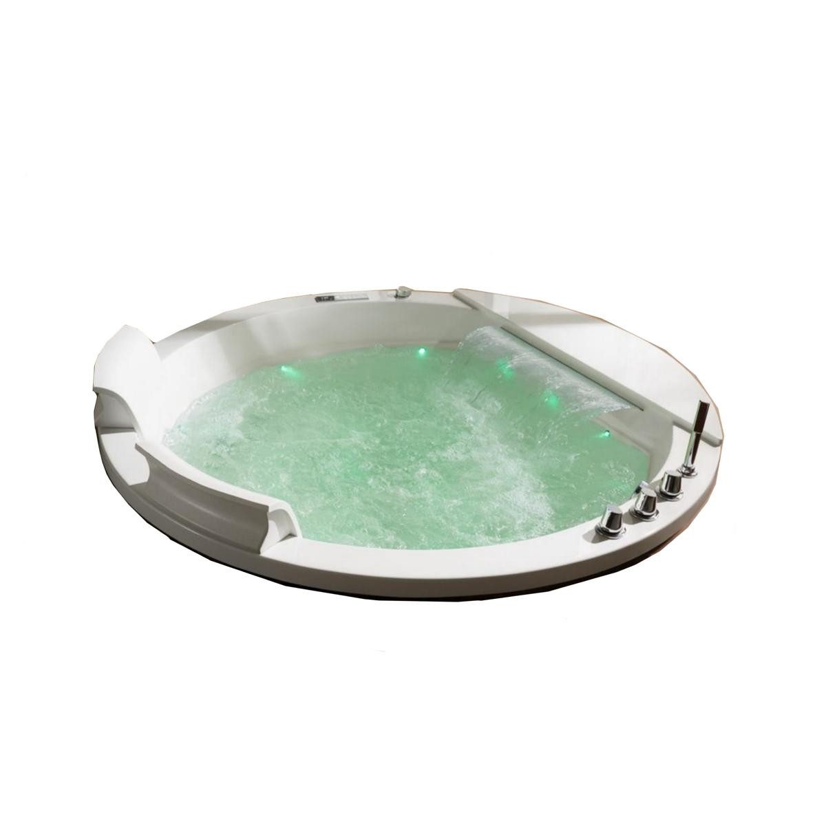 Duwilux Whirlpool-Badewanne 2 Personen Whirlpool 155x155 Austin 2 Badewanne (komplett weiß), (1-tlg), Farblichttherapie